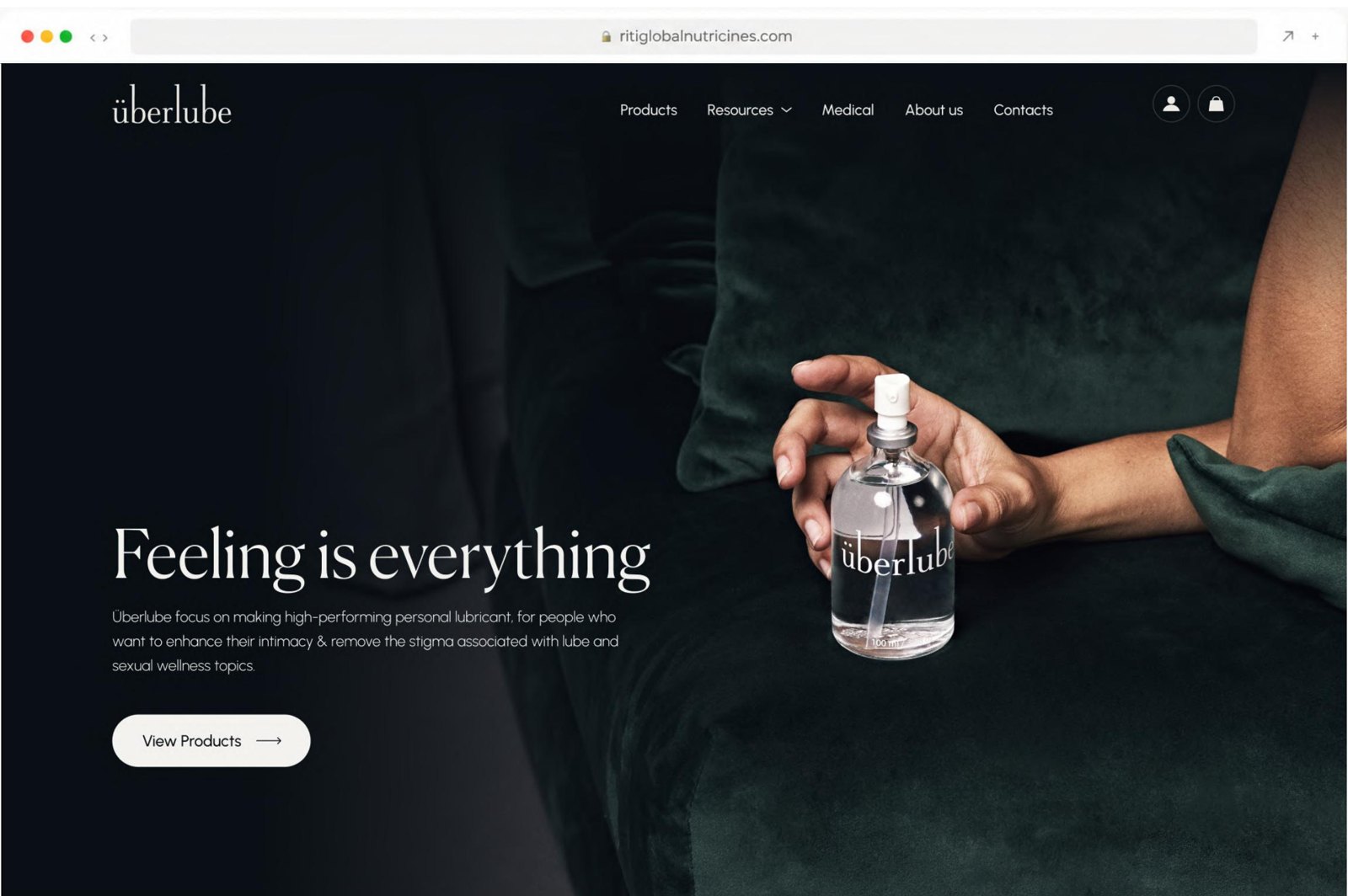 Überlube homepage hero concept — Feeling is everything