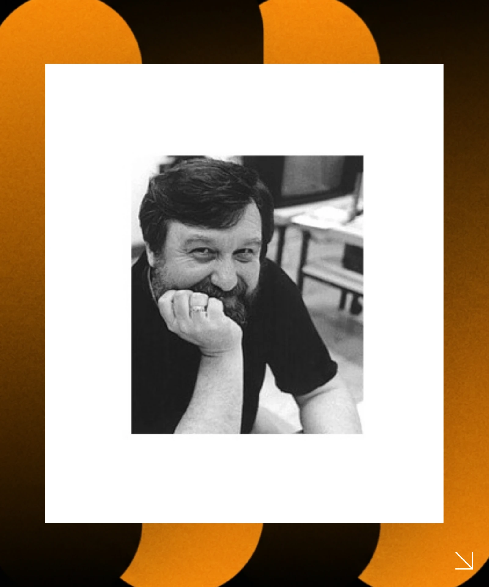 Archive portrait of Anatoly Vapirov framed in the festival graphic language