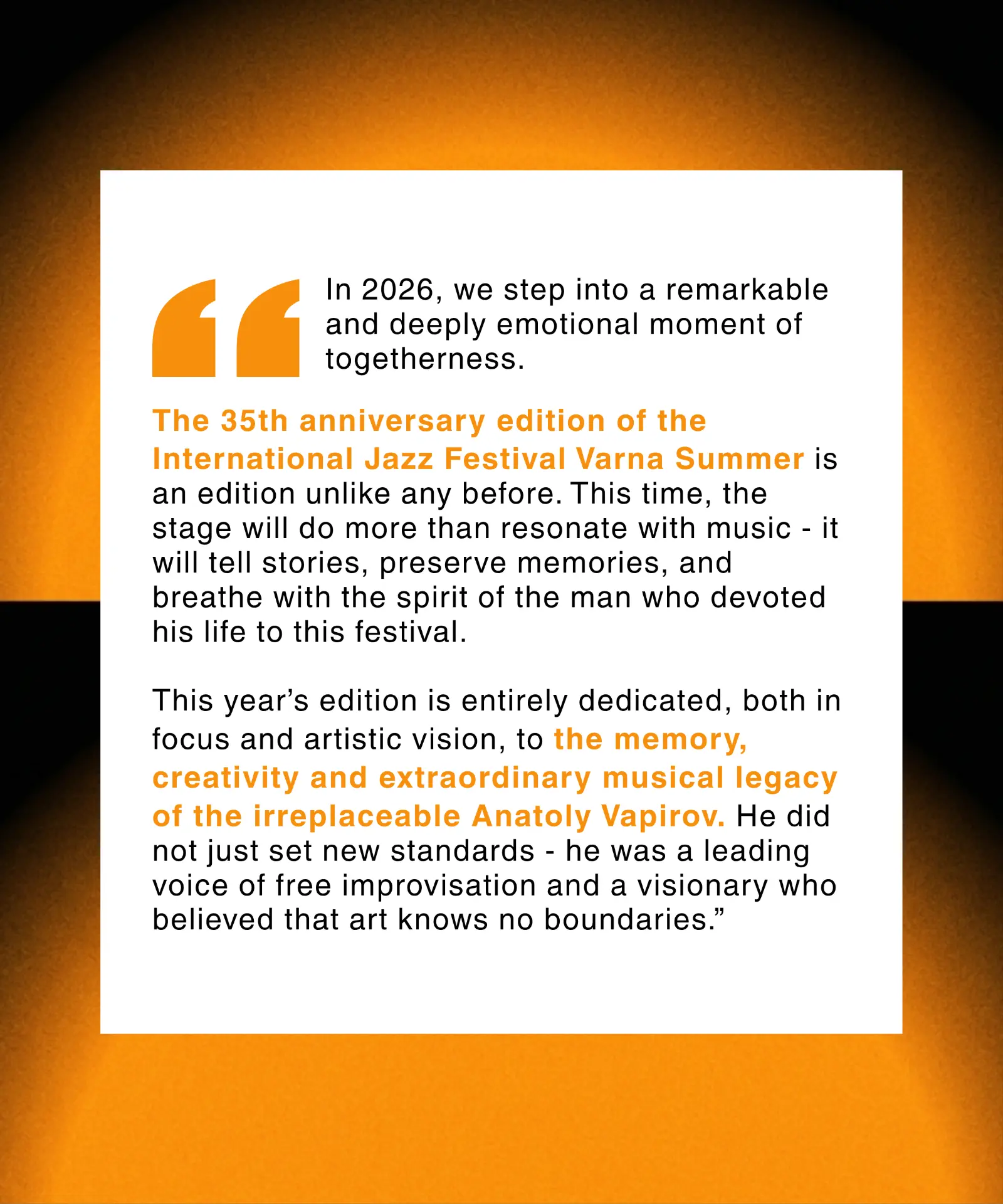 English anniversary statement post for the 35th festival edition