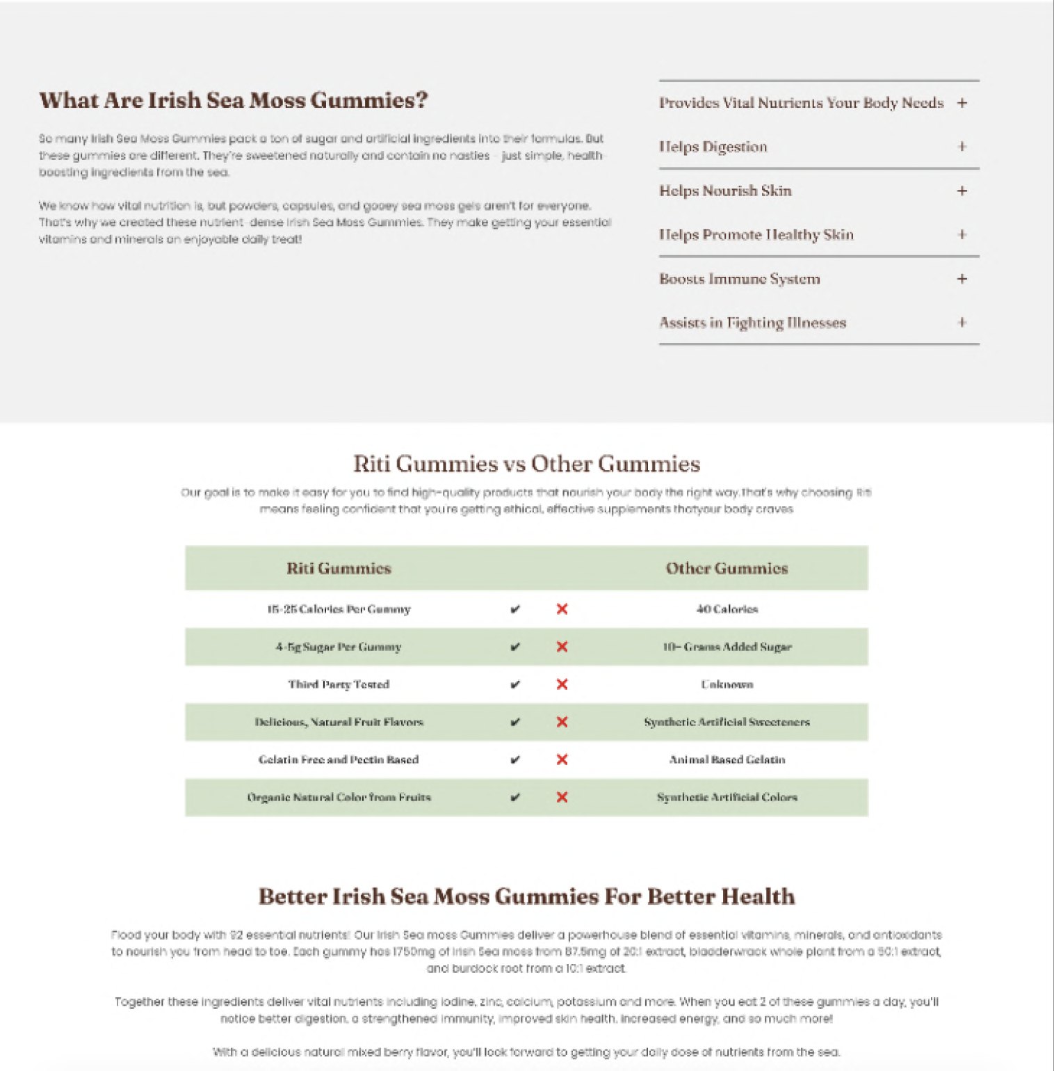 Original Riti pricing and comparison block