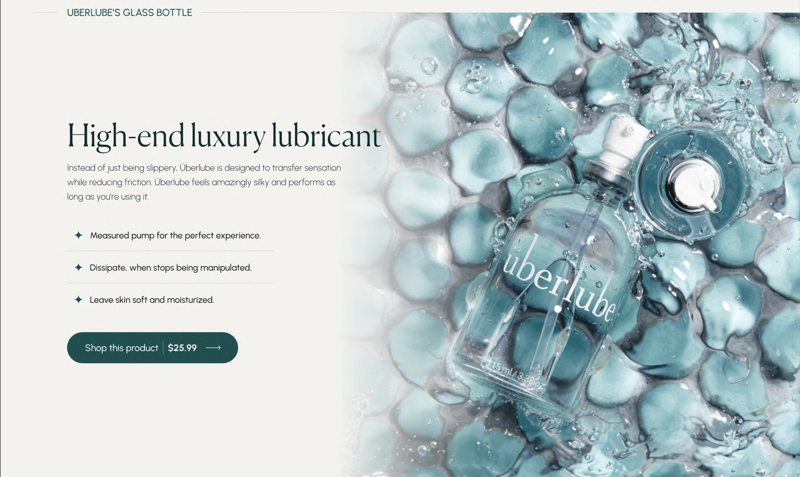 Überlube design language board with off-white surfaces, deep green accents and serif headings