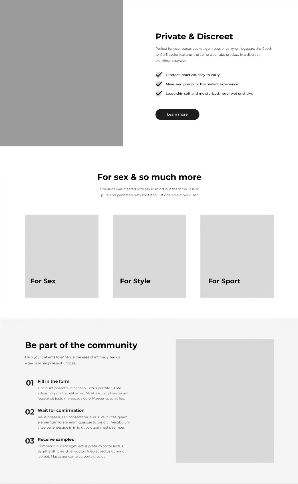 Überlube about page wireframe